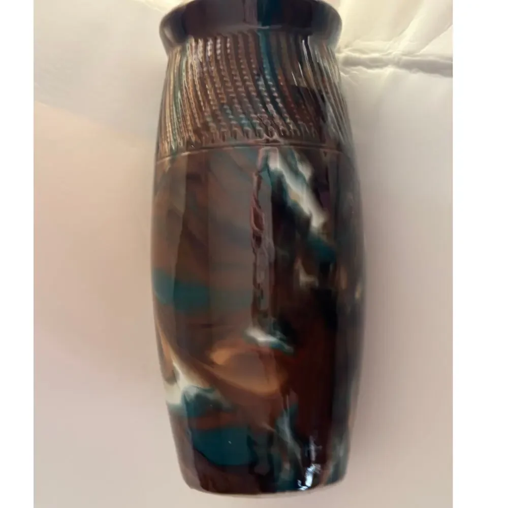 Art Pottery Vase Earth Tone Swirl Glaze Studio Ceramic Decor